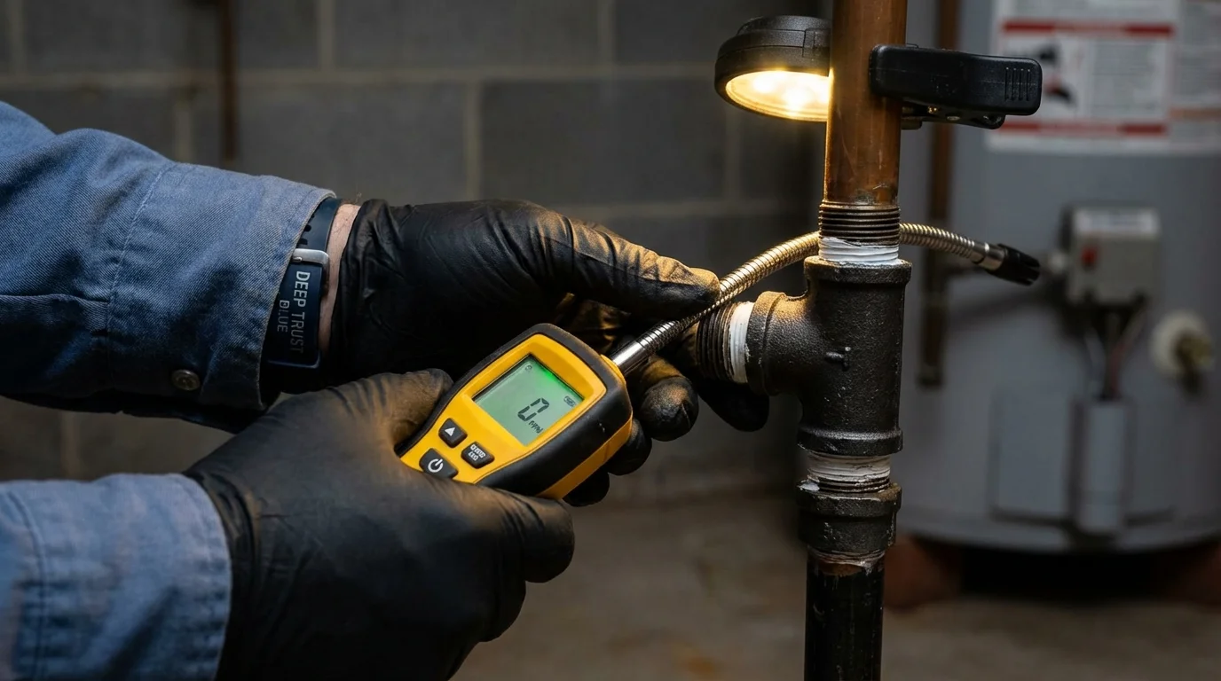 Gas leak detection with electronic sniffer by Johns Plumbing LLC in Topanga