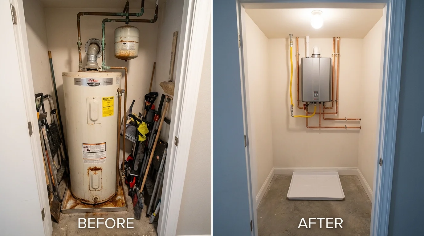 Tank water heater versus wall-mounted tankless unit comparison for Topanga, CA homeowners